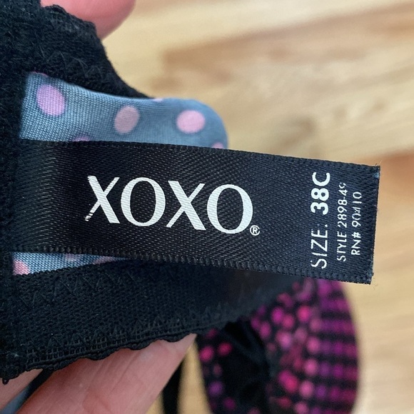 XOXO polka dot Print Bra Women’s 38C padded wire free Bow detail - Picture 6 of 7